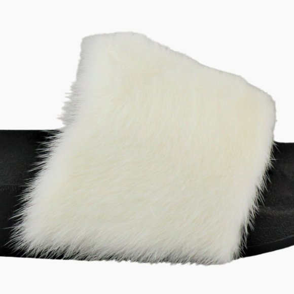 White Real Mink Fur Slide Sandals - Picture 5 of 5